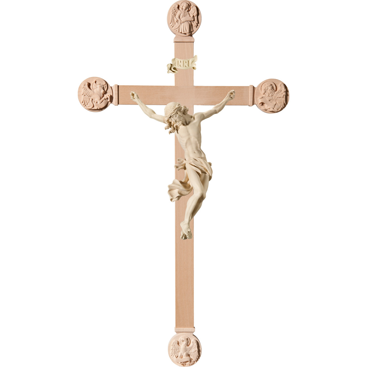Cristo Barroco en cruz con Evangelistas